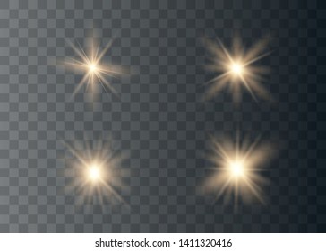 Set of Glowing Light Stars Sparkles Vector Illustration EPS10.