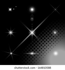 Set of Glowing Light Stars with Sparkles. Christmas flashes. Vector Illustration EPS10