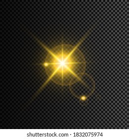 Set of Glowing Light Stars with Sparkles. Light effect. Vector Illustration.
