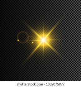 Set of Glowing Light Stars with Sparkles. Light effect. Vector Illustration.
