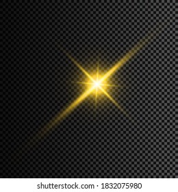 Set of Glowing Light Stars with Sparkles. Light effect. Vector Illustration.
