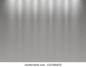 Set of glowing lights effects isolated on transparent background. Sun flash with rays and spotlight. Glow light effect. Star burst with sparkles