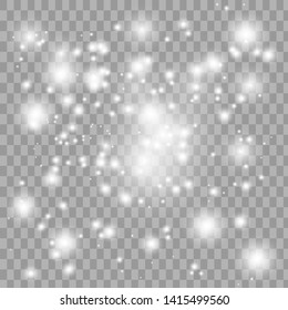 Set of glowing lights effects isolated on transparent background. Sun flash with rays and spotlight. Glow light effect. Star burst with sparkles.