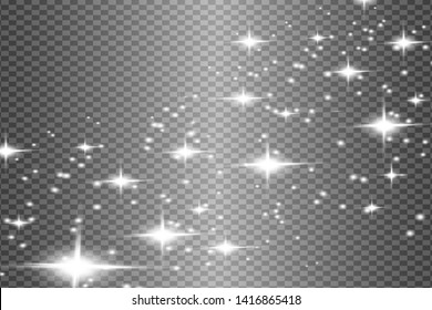 Set of glowing lights effects isolated on transparent background. Sun flash with rays and spotlight. Glow light effect. Star burst with sparkles.