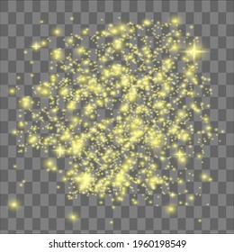 Set of glowing lights effects isolated on transparent background. Sun flash with rays and spotlight. Glow light effect. Star burst with sparkles.
