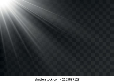 Set of glowing lights effects isolated on transparent background Sun flash with rays and spotlight Star burst with sparkles, png, eps 10.