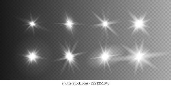 Set of glowing lights effects isolated on transparent background. Graphic concept for your design.