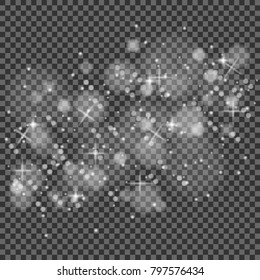 Set of glowing lights effects isolated on transparent background. Sun flash with rays and spotlight. Glow light effect. Star burst with sparkles.