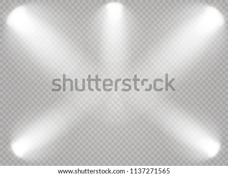Set of glowing lights effects isolated on transparent background. Sun flash with rays and spotlight. Glow light effect. Star burst with sparkles