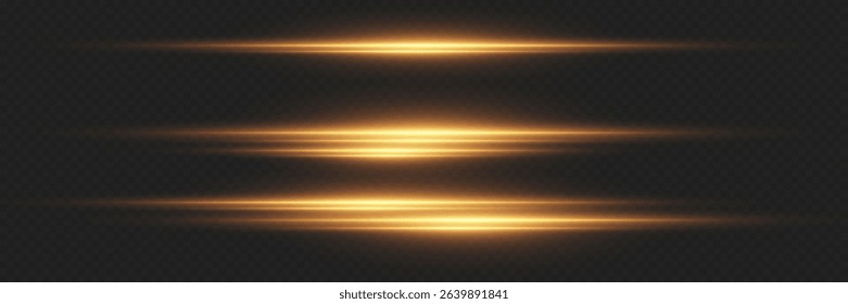 Set of glowing lines with light and flash effect.
