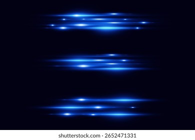 Conjunto de líneas de luz brillantes. Efectos de luz láser y neón.