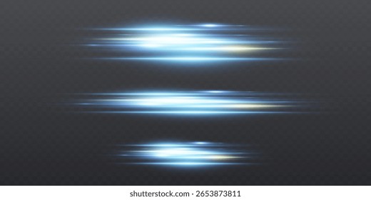 Set of glowing lines of light. Light laser and neon effects.