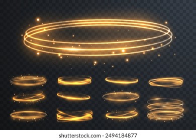 Set of glowing neon circles. On a transparent background. Vector EPS 10