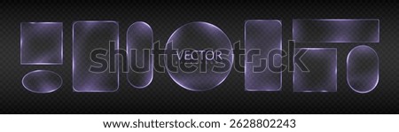 Set of glowing neon frames in purple tones on transparent background. Vivid frames are suitable for UI overlays, banners, product packaging, app templates and design accents.