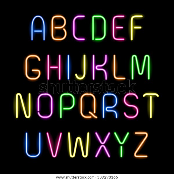 Set Glowing Neon Letters Alphabet Your Stock Vector (Royalty Free ...