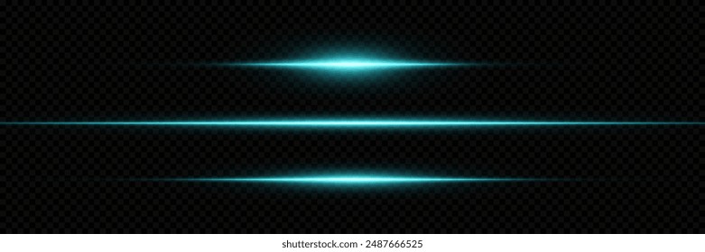 Set of glowing neon lines. The glare of a light beam.	