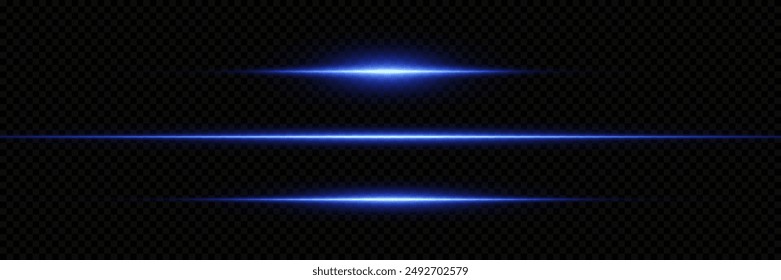 Set of glowing neon lines. The glare of a light beam.