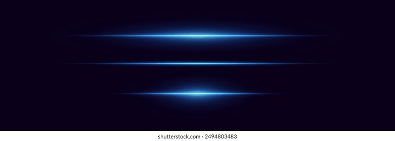 Set of glowing neon lines. The glare of a light beam.