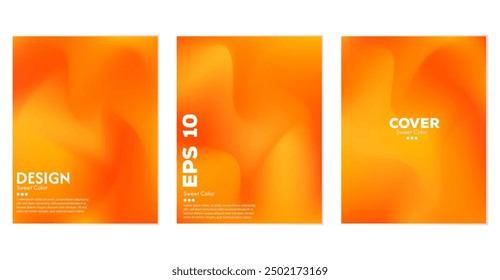 Set of glowing orange abstract liquid wave backgrounds. gradient color. The effect of combining dark and light colors. Modern design template for web cover, advertising banner, poster, brochure, flyer