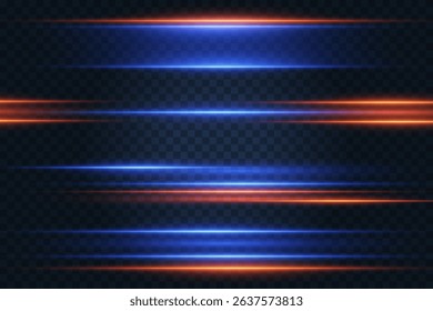 A set of glowing red and blue light strips, with a futuristic line movement effect.