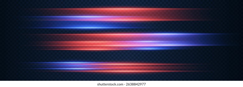 A set of glowing red and blue light strips, with a futuristic line movement effect.