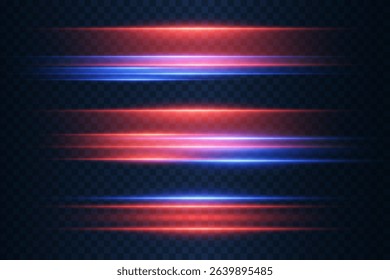 A set of glowing red and blue light strips, with a futuristic line movement effect.