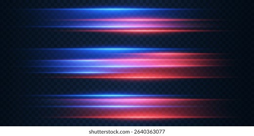 A set of glowing red and blue light strips, with a futuristic line movement effect.