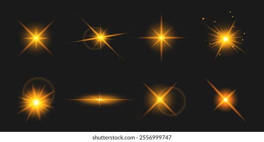 A set of glowing reflections in diverse shapes and soft, warm tones on a dark canvas. Perfect for use in social media posts, advertisements, or creative design projects.