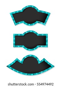 Set of glowing retro frames blue on white background. Vector illustration for your graphic design.