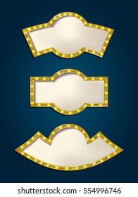 Set of glowing retro frames on dark background. Vector illustration for your graphic design.