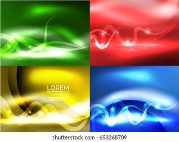 Conjunto de fondo brillante de onda brillante, ilustraciones de concepto de energía vectorial