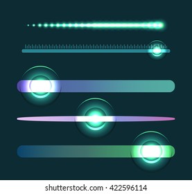 Set of glowing sliders  with loading. Vector element for web sites, banners and your design 
