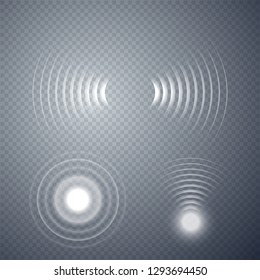 Set of glowing sonar waves. Vector illustration