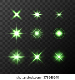 Set of glowing stars. Vector illustration
