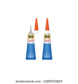 set of glue sticks bottle tube or glue packages stationary isolated