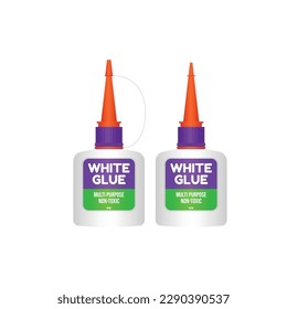 set of glue sticks bottle tube or glue packages stationary isolated