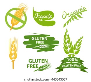 Set of gluten free badges design, vector illustration. Stamp with the text written, on white background, isolated