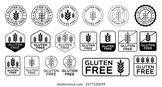 Set of Gluten Free Badges Vector Design. Gluten-Free Icon Sign.