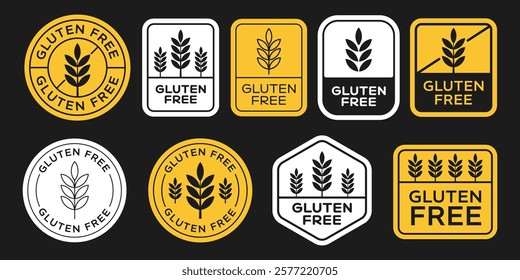 Set of Gluten Free Badges Vector Design. Gluten-Free Icon Sign.