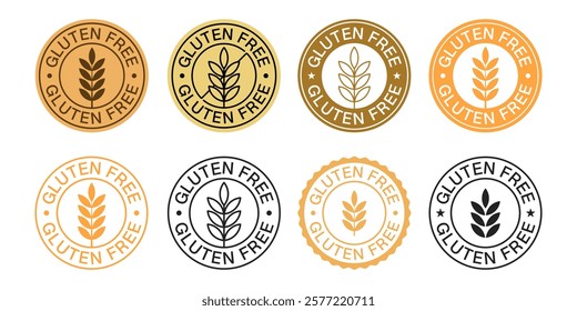 Set of Gluten Free Badges Vector Design. Gluten-Free Icon Sign.