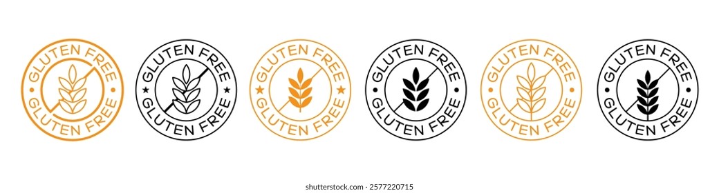 Set of Gluten Free Badges Vector Design. Gluten-Free Icon Sign.