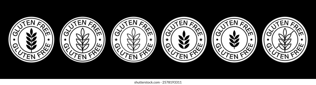 Set of Gluten Free Badges Vector Design. Gluten-Free Icon Sign.