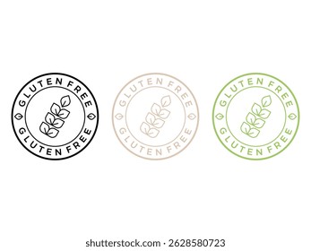 set of Gluten free label badges, symbol icon design vector, isolated on transparent background