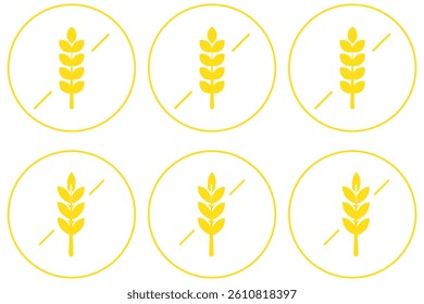 Set of Gluten free label vector icons set. No wheat symbols templates design for gluten free food package or dietetic product nutrition sign. Vector Illustration. Vector Graphic.