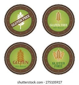 Set of gluten free labels with text. Vector illustration