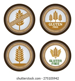 Set of gluten free labels with text. Vector illustration