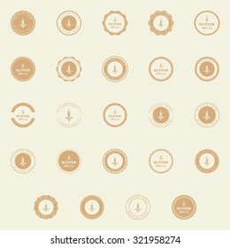 Set of gluten free labels with text on a white background