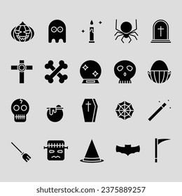 Set Glyph Halloween Icon Unique