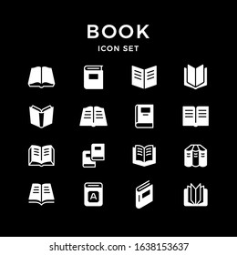 Set glyph icons of book