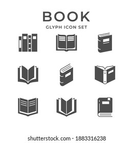 Set glyph icons of book